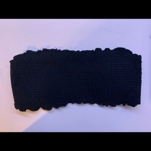 Smocked Black Bandeau Bathing Suit Top